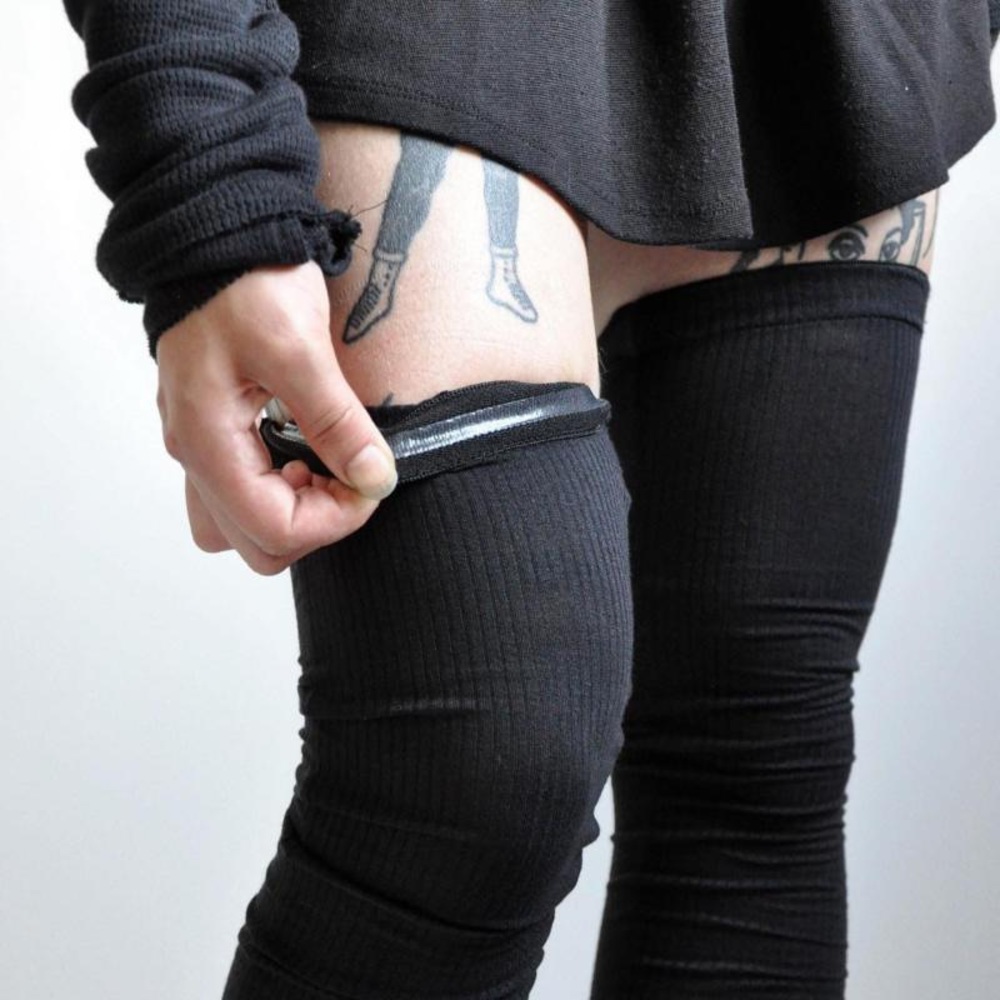 Noctex Black Ribbed Leg Warmers - Thigh highs - Over the knee - New